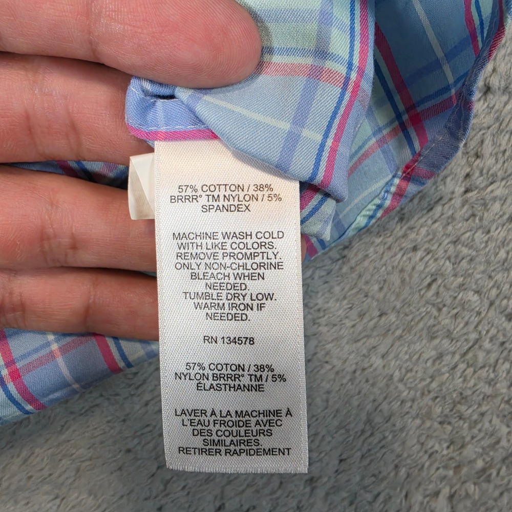 Vineyard Vines Performance Shirt Mens S Blue Plaid OTG brrr Cooling Button Down - Picture 6 of 9